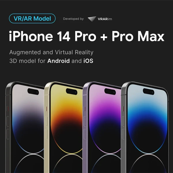 iphone14全系列增强现实版产品展示3D模型样机 iPhone 14 Pro and Pro Max 3D model for Augmented Reality .maya .3Dmax .C4D .blender .AE .html