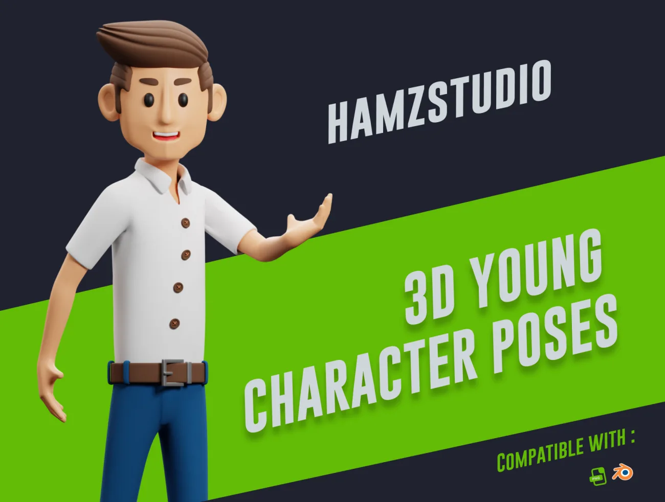19款人物姿势3D模型 3D Young Character Poses blender psd ai figma-3D/图标-到位啦UI