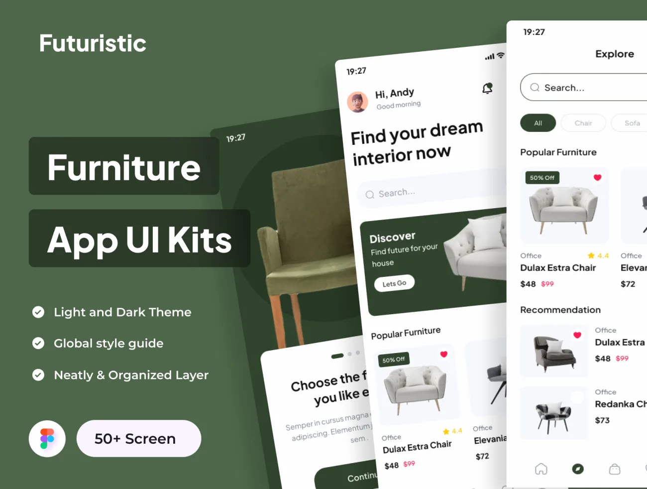 50屏未来主义家具电商应用UI套件 Futuristic - Furniture Apps UI Kits figma-UI/UX、ui套件、主页、付款、应用、网购、详情-到位啦UI