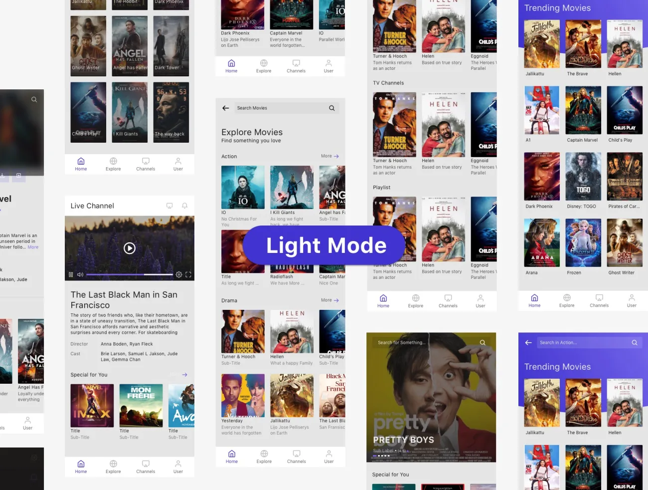40屏电影流媒体应用程序 UI 套件 Nons – Movie Streaming App UI Kits sketch xd figma插图5