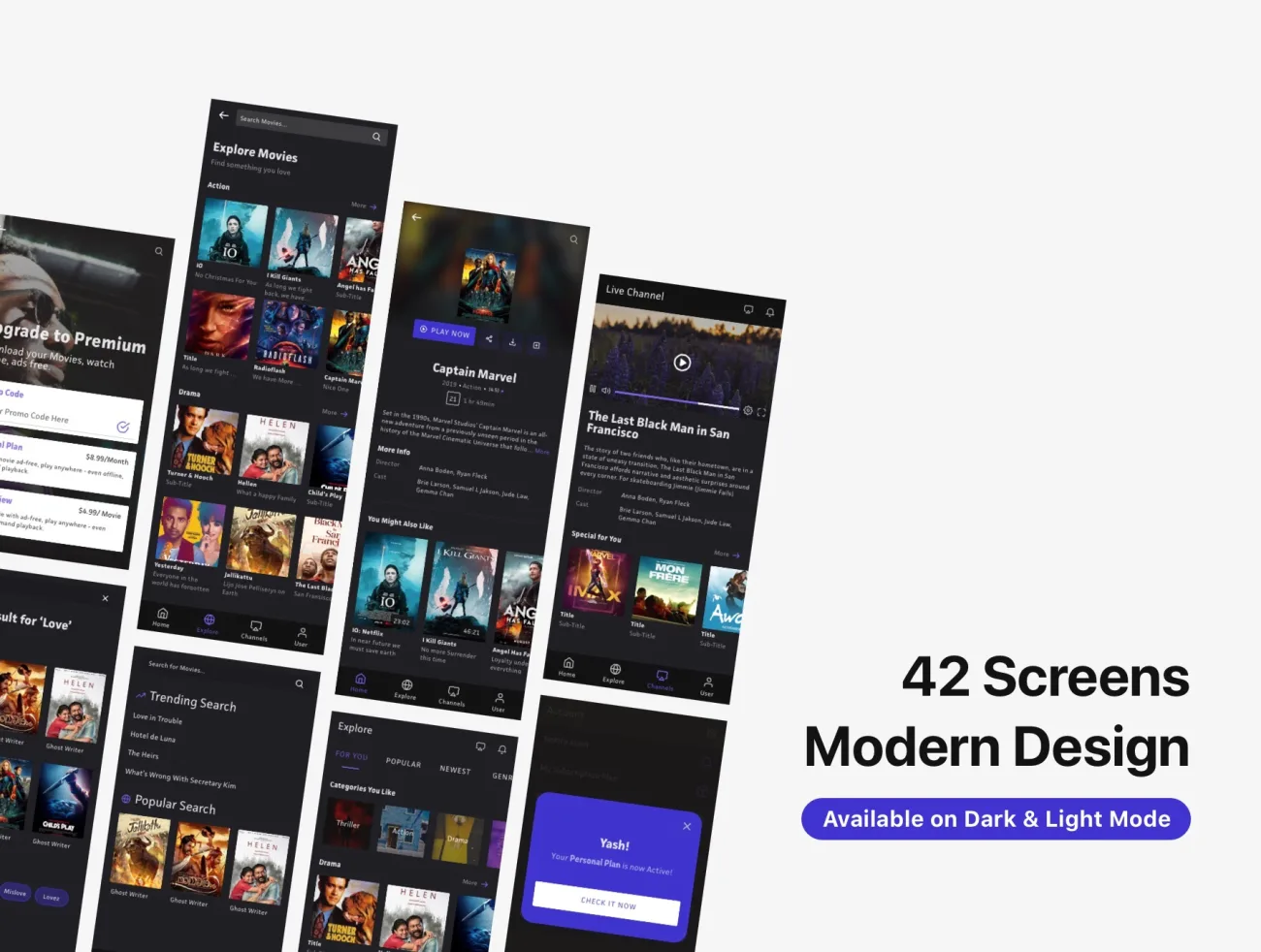 40屏电影流媒体应用程序 UI 套件 Nons – Movie Streaming App UI Kits sketch xd figma插图11