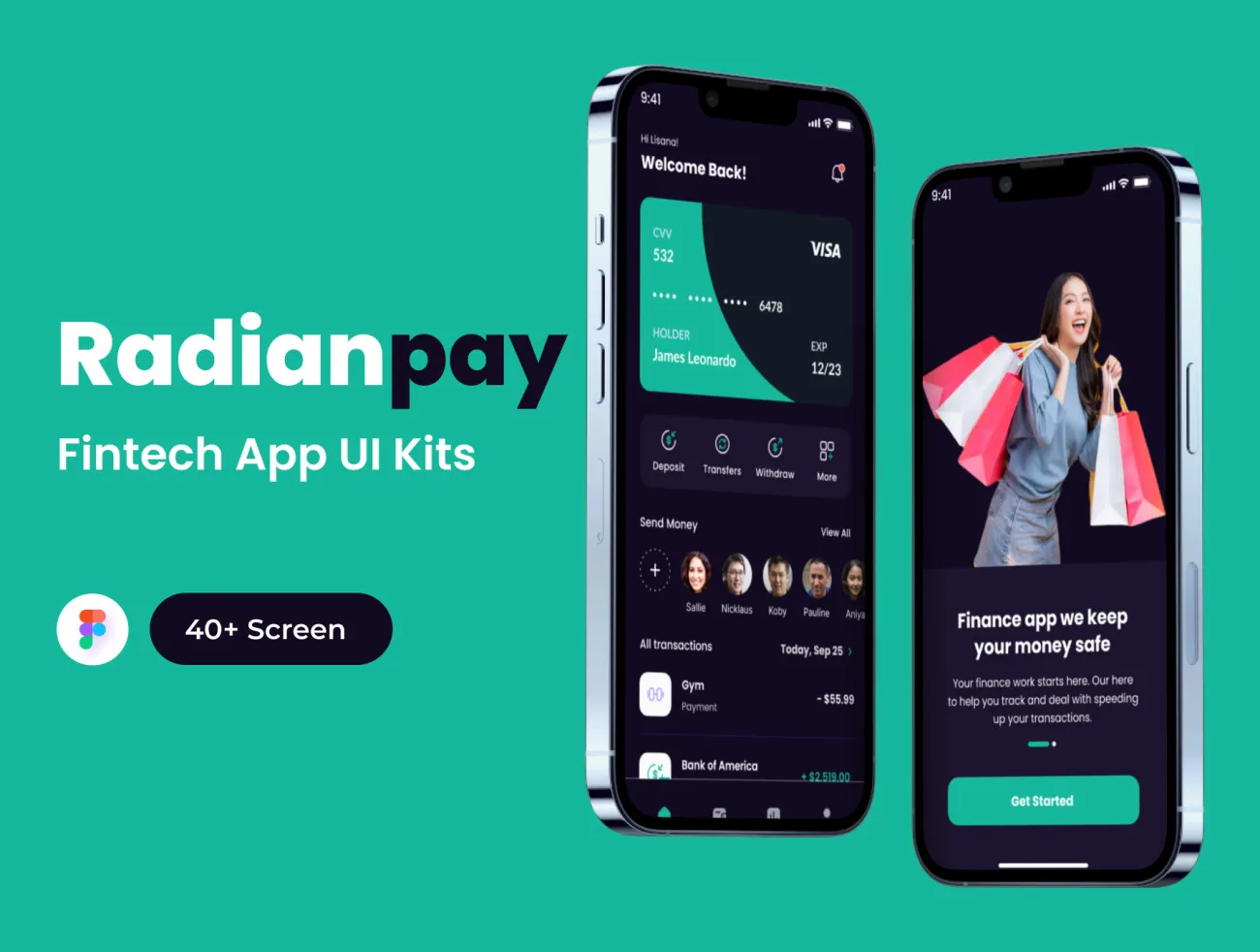 40屏金融理财支付移动应用 UI 套件 Radianpay – Fintech Mobile App UI Kit figma插图1