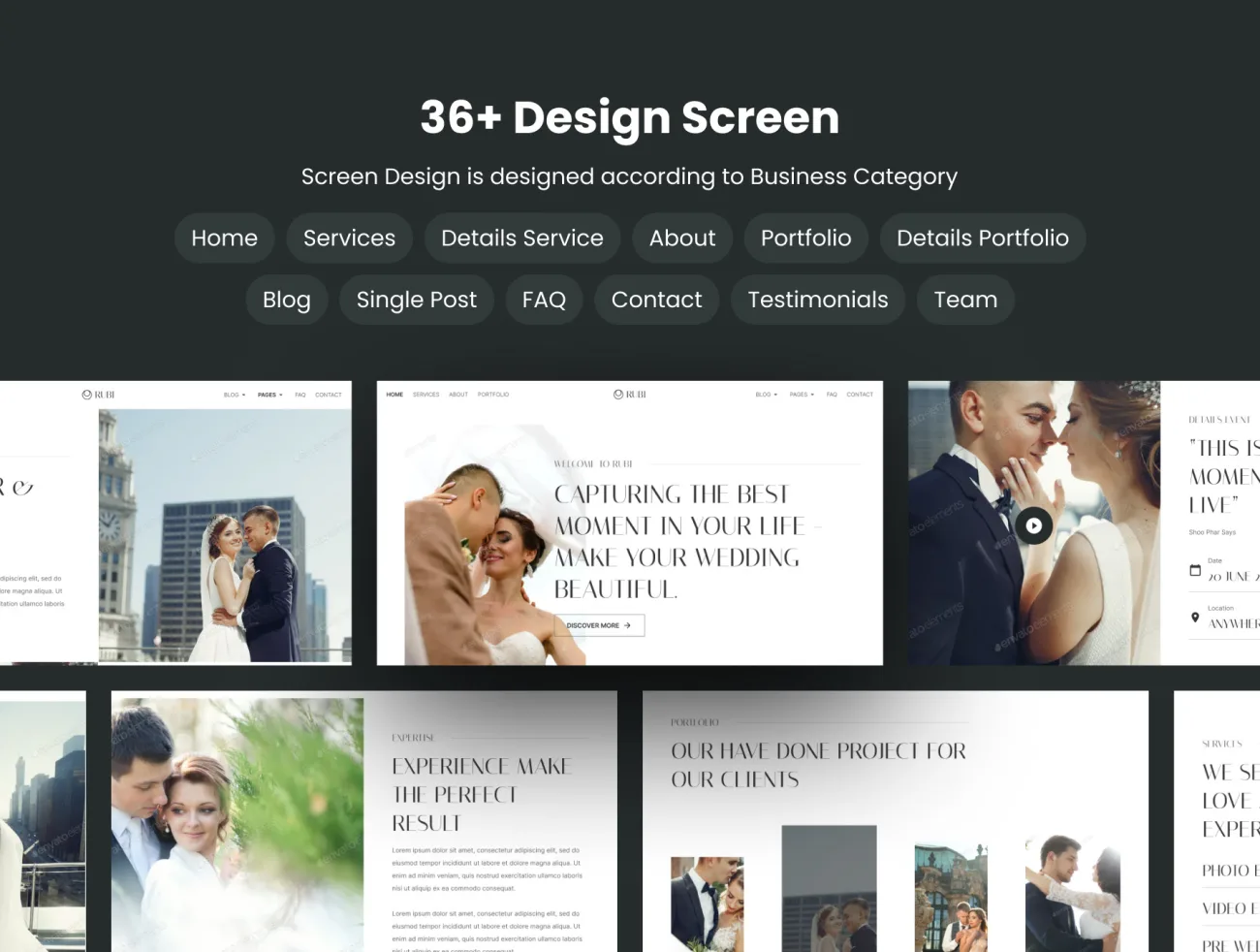 36屏婚纱摄影网站模板UI套件 Rubi Wedding Photography Website UI Kit figma插图3