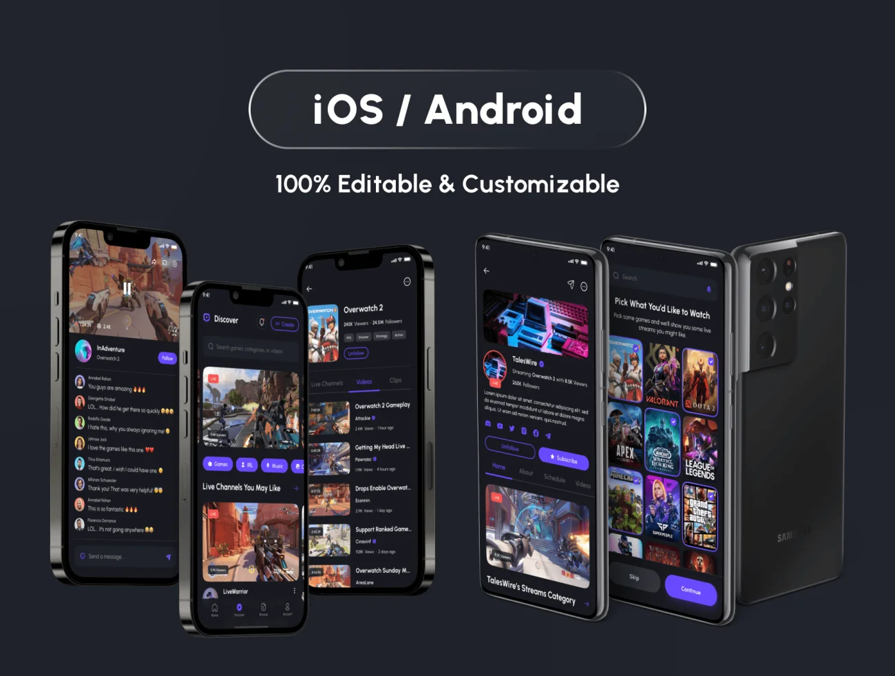 150屏游戏直播应用程序 UI 套件 Streamo – Game Live Streaming App UI Kit figma插图9