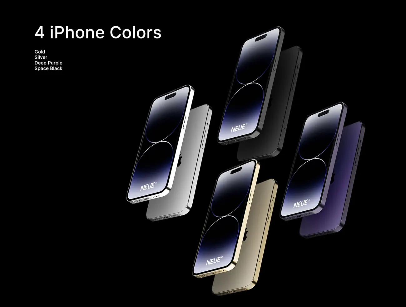 苹果14 Pro 炫彩多角度智能样机 iPhone 14 Pro Mockup psd插图13