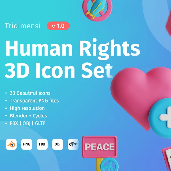 人权3D图标模型20款 3D Human Rights blender