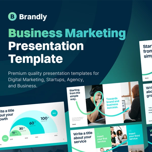 40屏商业营销 Figma 演示模板 Brandly - Business Marketing Figma Presentation Template figma
