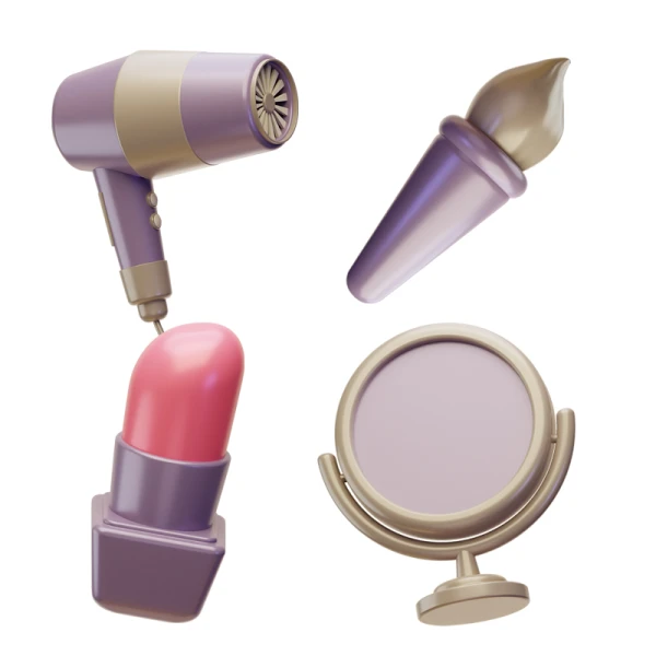 10款美妆工具3D模型图标 Makeup and Beauty 3D Icon Pack blender