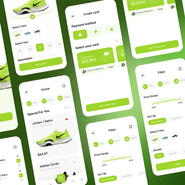 27款鞋类电商iOS应用UI设计套件 Red shoes - Shoes App IOS Ui Kit figma