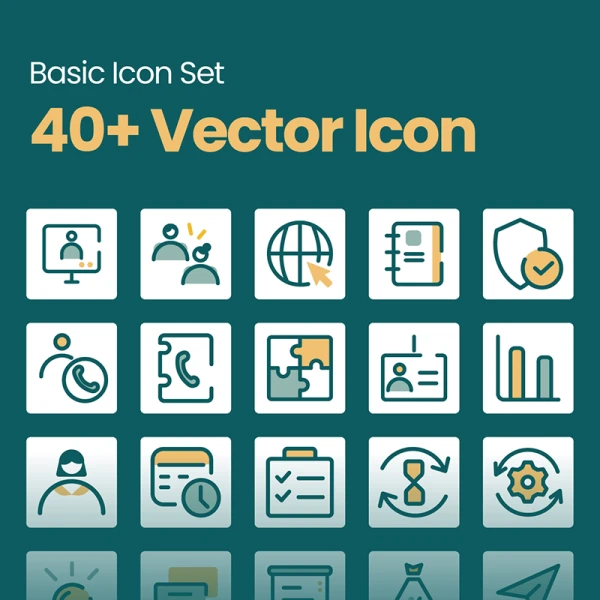 40款双色数据可视化矢量图标 Basic Icon Set .ai. png. svg