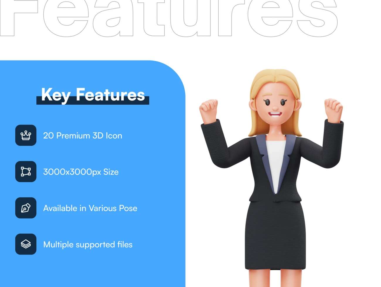 20款商务女性人物角色3D模型 Business Woman 3D Character .blend-3D/图标、人物插画、商业金融、插画、插画功能、营销创业-到位啦UI