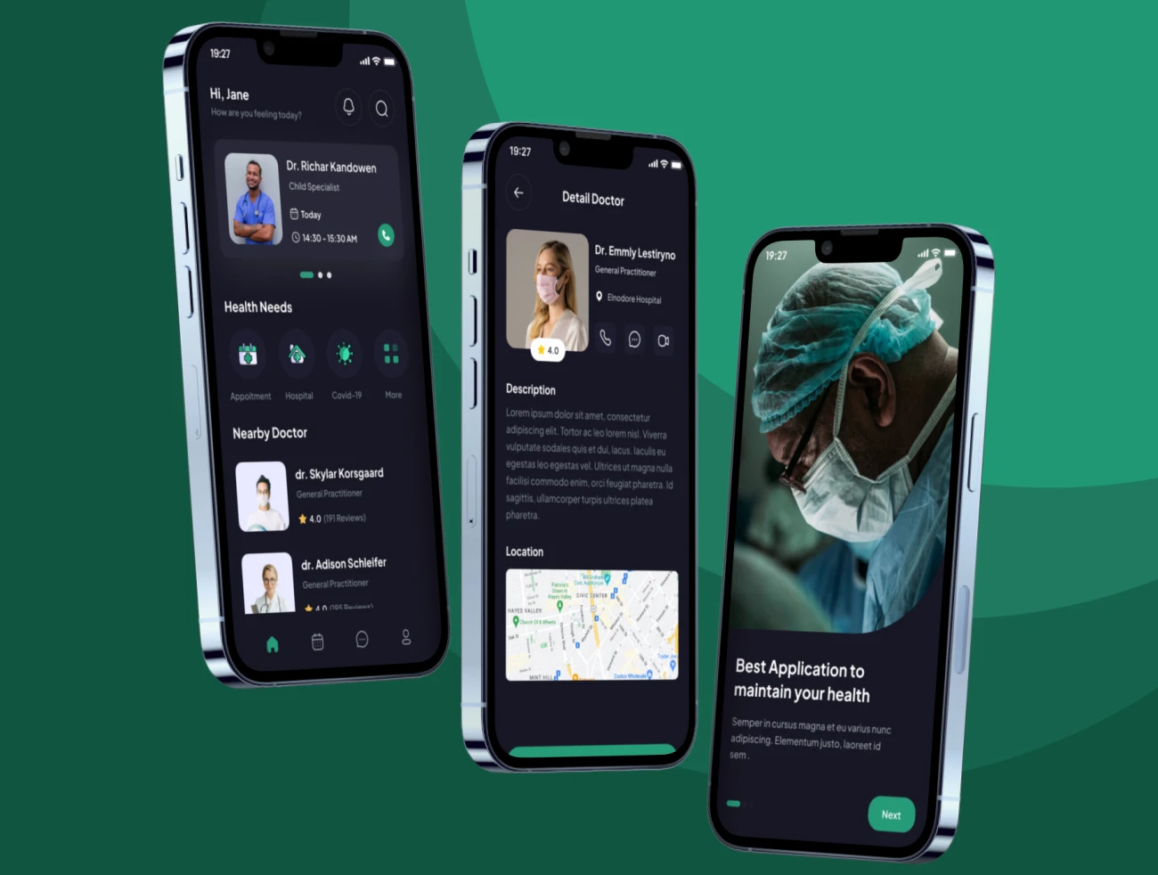 40屏在线医疗远程看病应用UI设计套件 ChekHealt - Health Apps UI Kits .figma-UI/UX、ui套件、主页、介绍、付款、列表、应用、预订-到位啦UI