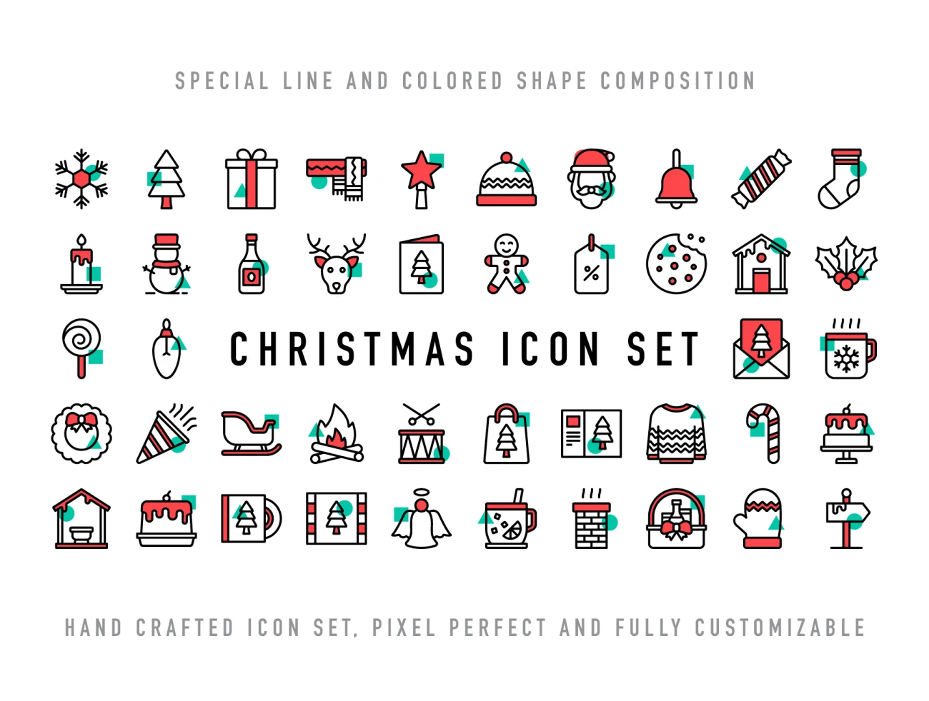 50款圣诞节扁平化双色图标icon Christmas icon set .ai. sketch. figma-3D/图标-到位啦UI