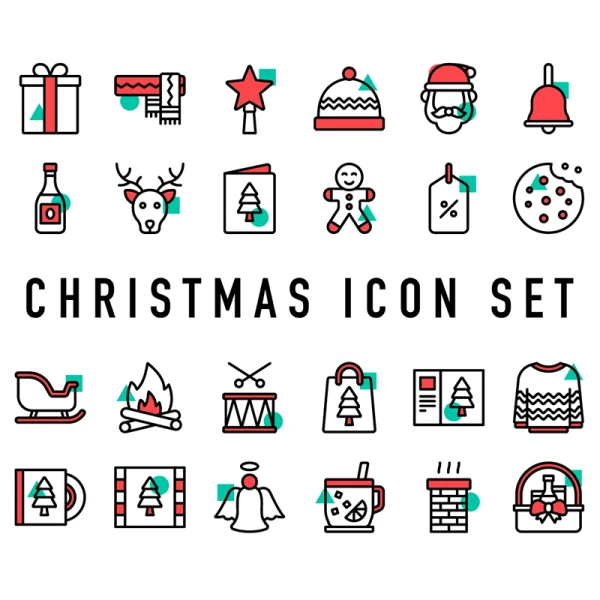 50款圣诞节扁平化双色图标icon Christmas icon set .ai. sketch. figma