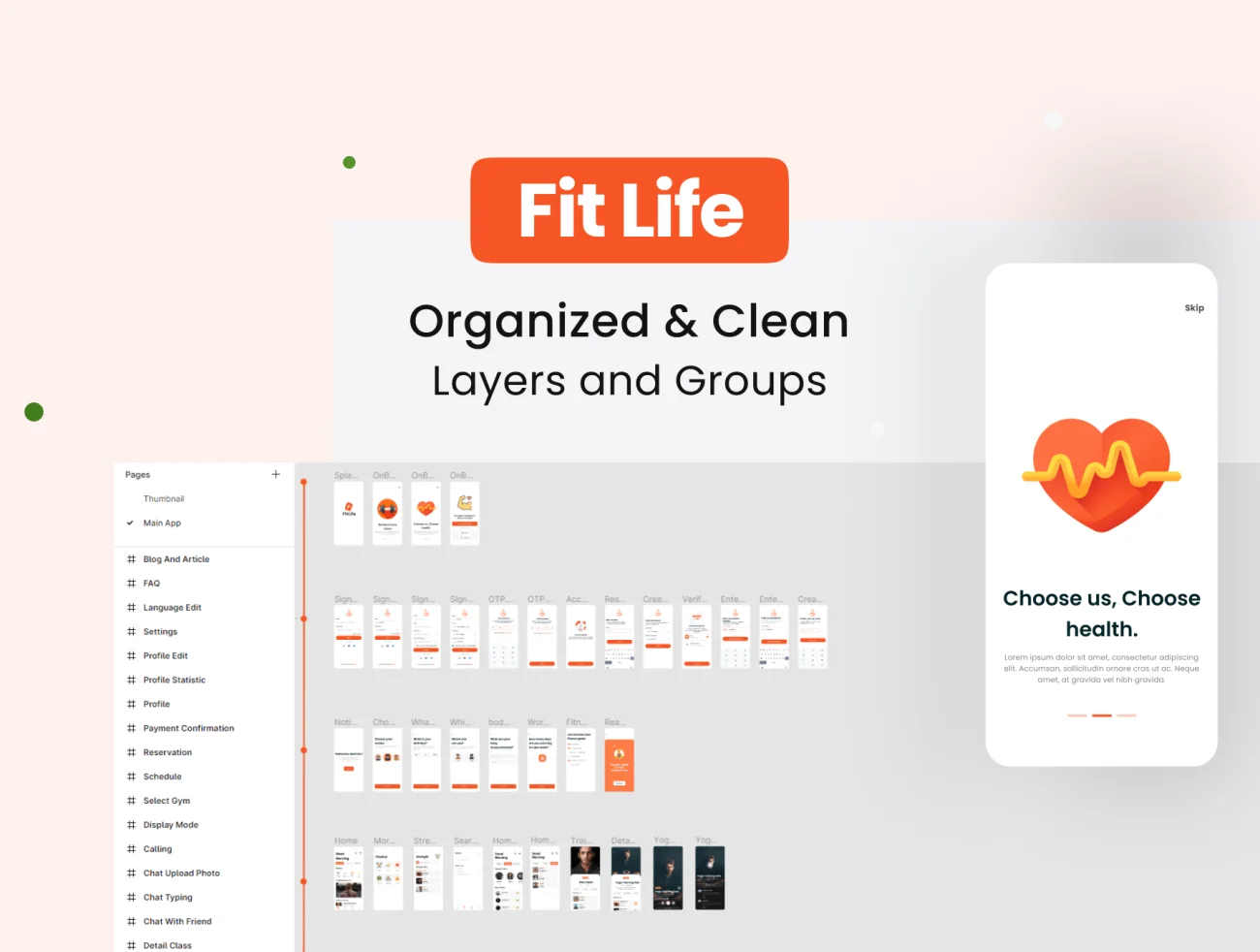 50屏健身应用 UI 套件 FitLife - Fitness App UI Kit .figma-UI/UX、ui套件、主页、介绍、卡片式、应用、数据可视化-仪表板-到位啦UI