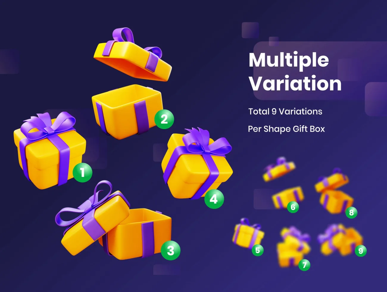 70款各式各样礼盒3D图标模型 Gift Boxes - 3D Illustration .blend. psd. ai. xd. figma-3D/图标-到位啦UI