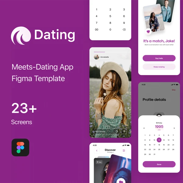 23款约会应用程序Figma设计模板 Meets - Dating App Template .figma