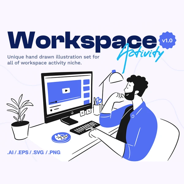 12款工作办公游戏场景矢量插图 Spacy - Workspace Activity Illustration Set .ai. figma