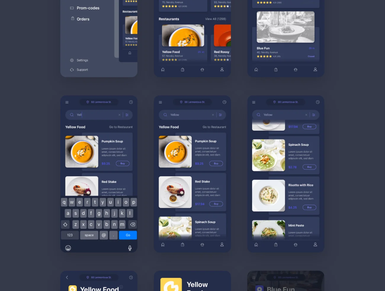 外卖点餐配送iOS应用UI设计套件100屏 Delyo iOS UI Kit .sketch .figma-UI/UX、主页、出行、地图、网购、预订-到位啦UI