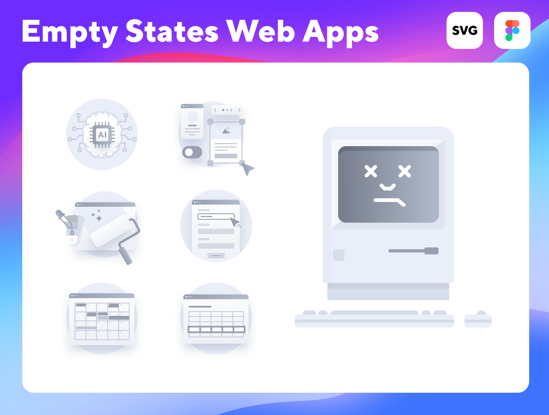 空状态错误页动画图标适85款 Empty State Icons & Web Apps .ai .figma .svg-3D/图标-到位啦UI