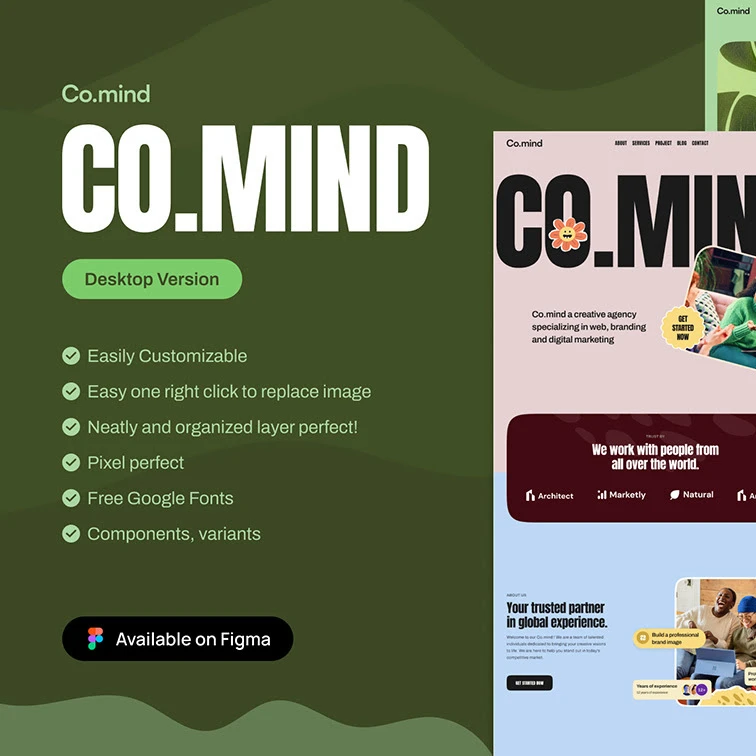 Co.mind Agency - 创意设计与数字营销UI套件 Figma素材缩略图到位啦UI