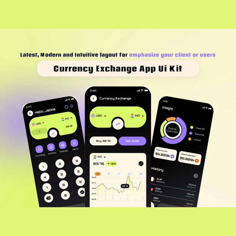 Xange currency exchange app Ui kit - Xange 货币兑换应用UI套件缩略图到位啦UI