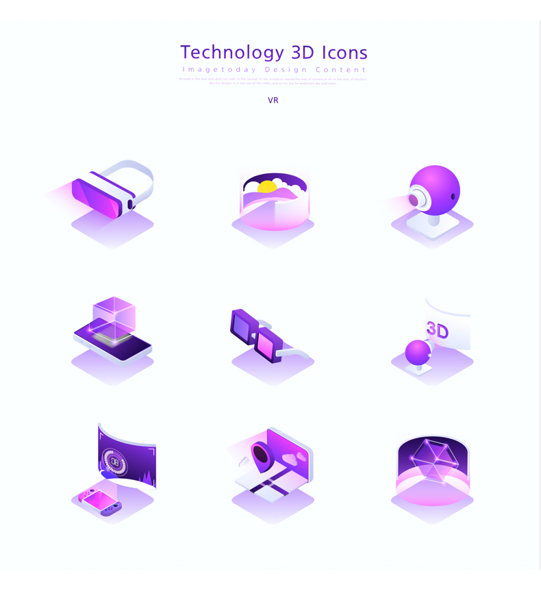 5套3D图标科技渐变光云电商VR银行icon插图3