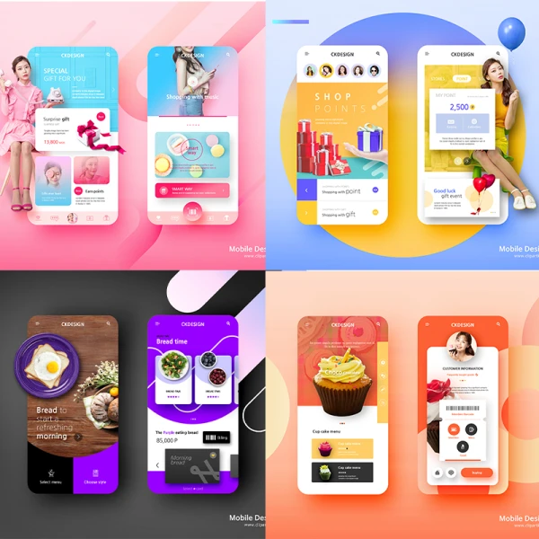 韩国高端活动购物美食瑜伽健身类手机UI设计分层素材打包源文件