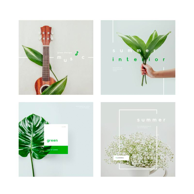 夏季主图横幅Banner清凉质感绿色植物分层psd海报-海报素材-到位啦UI