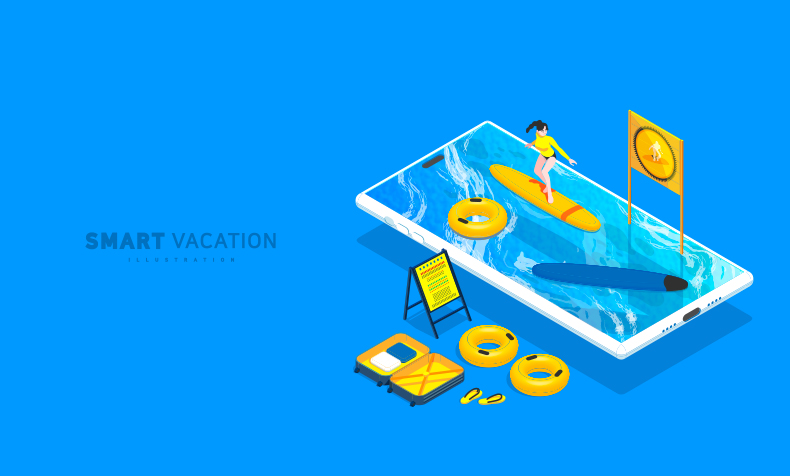 9套夏日度假旅游MBE插画风格AI矢量设计源文件-插画-到位啦UI