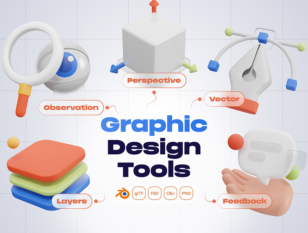 Graphy - 图形设计 3D图标套装 3D图标-3D/图标-到位啦UI