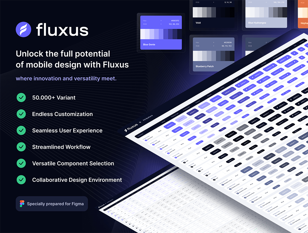 Fluxus 移动设计系统UI套件 Figma-UI/UX-到位啦UI