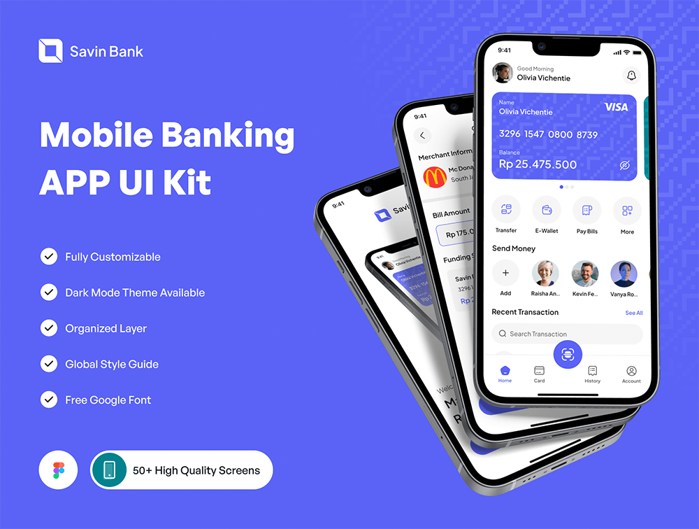 Savin Bank - 手机银行应用Figma源文件OTF-UI/UX-到位啦UI