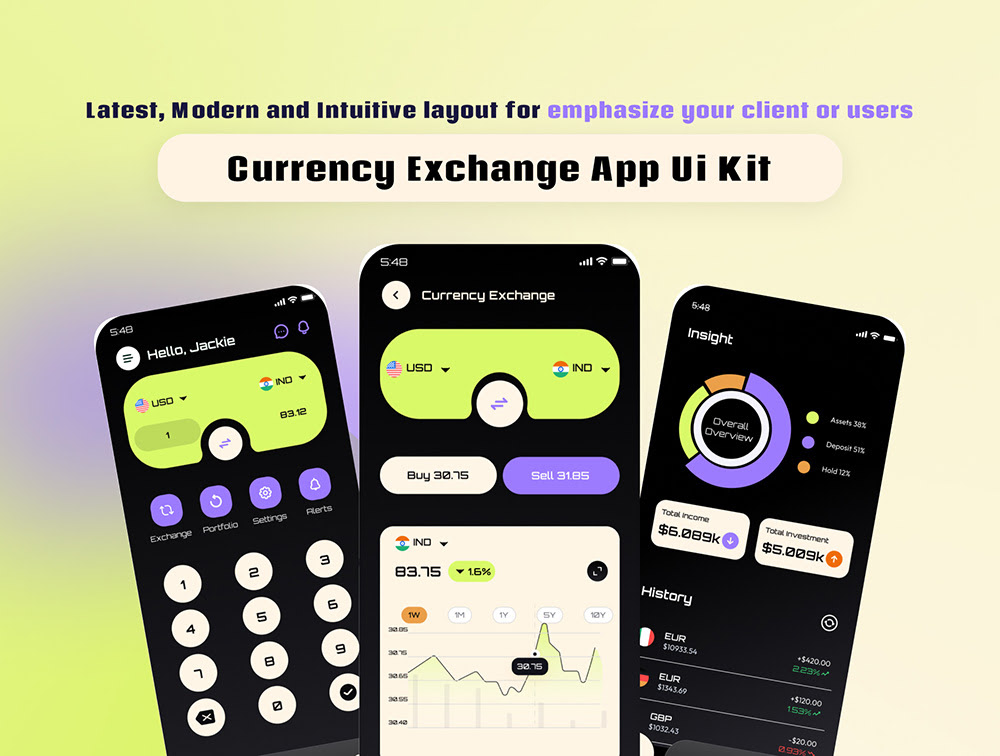 Xange currency exchange app Ui kit - Xange 货币兑换应用UI套件-UI/UX-到位啦UI