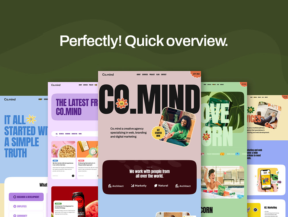 Co.mind Agency - 创意设计与数字营销UI套件 Figma素材-UI/UX-到位啦UI