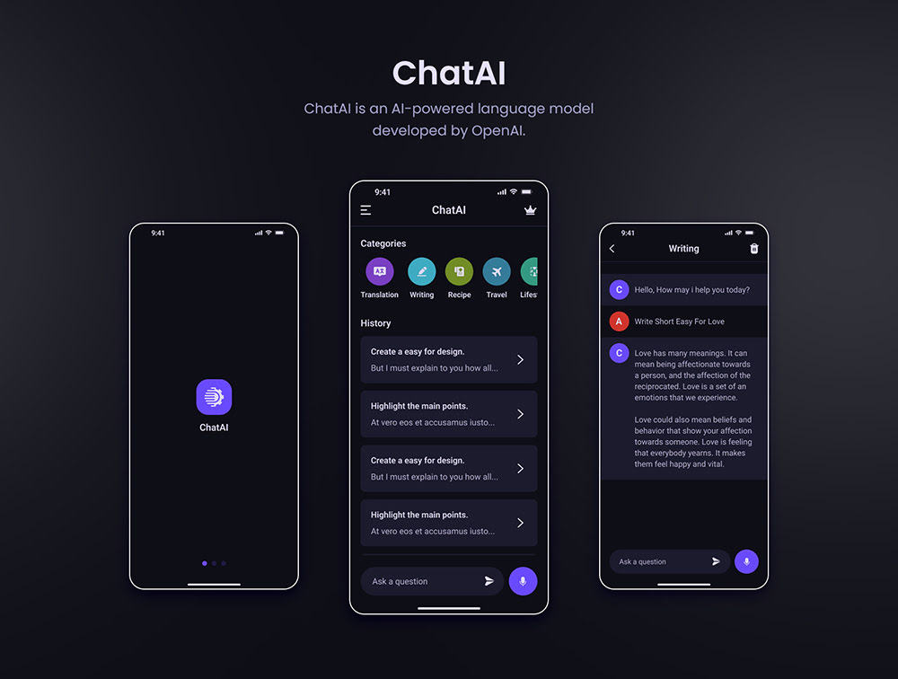 ChatAI - 聊天 GPT 应用 Figma UI 套件素材-UI/UX-到位啦UI