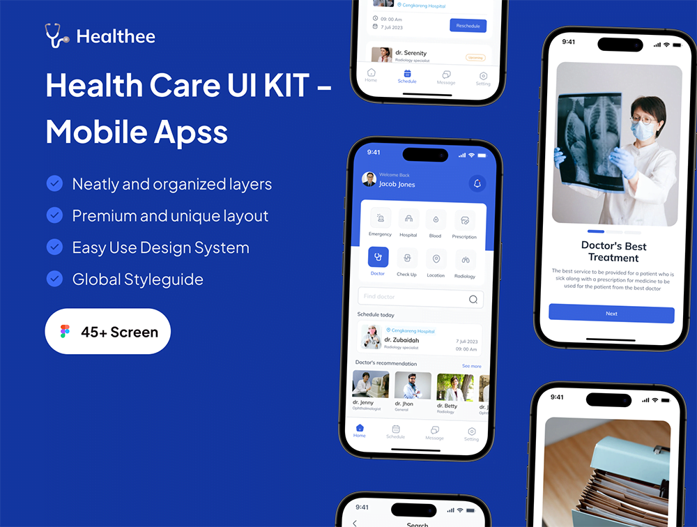Healthee - Healthcare Mobile App UI KIT Figma源文件-UI/UX-到位啦UI