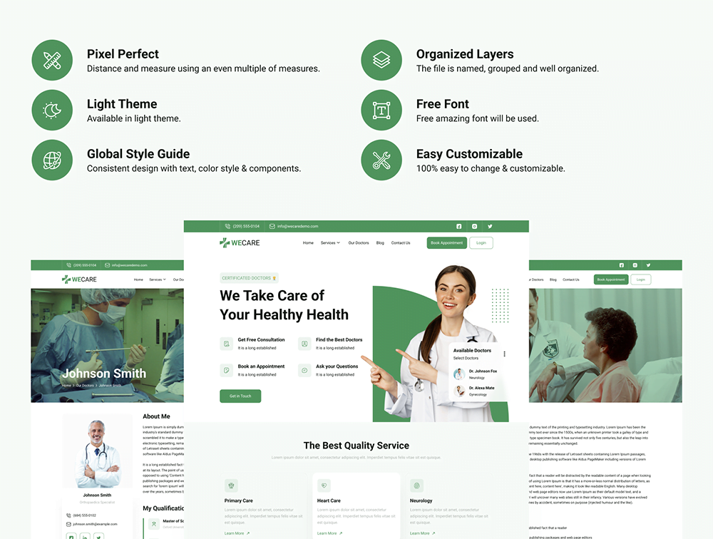 Healthcare Medical Web UI Kit Figma源文件-UI/UX-到位啦UI