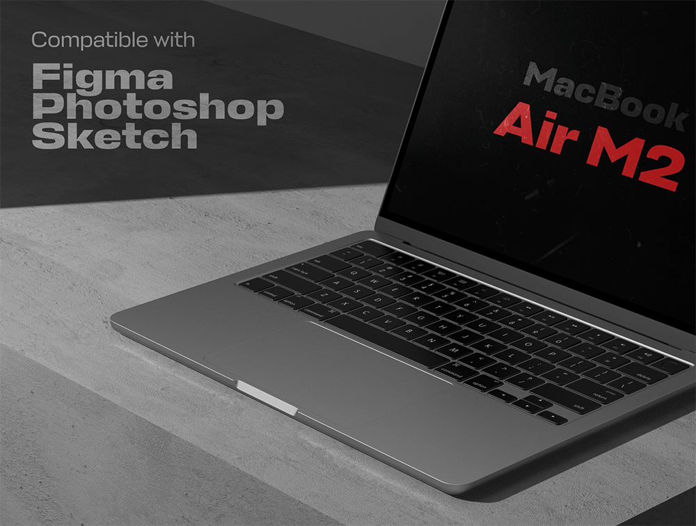 Macbook Air M2 苹果电脑智能样机 Figma、Illustrator、Sketch Figma、Photoshop、Sketch-UI/UX-到位啦UI
