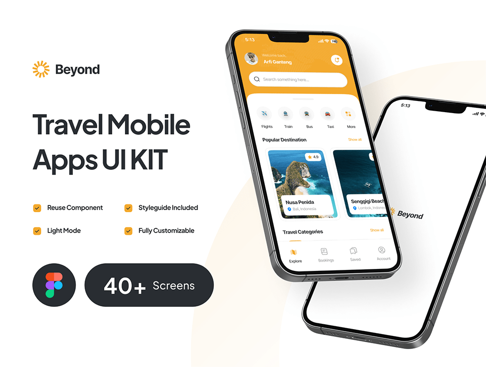 Beyond - 旅行手机应用UI套件 Figma源文件素材-UI/UX-到位啦UI