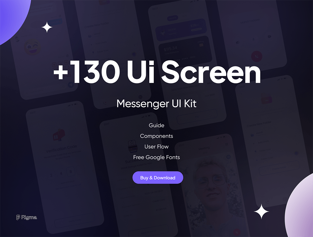 Messenger 社交沟通文字语音信息视频对话应用设计套件 Figma-UI/UX-到位啦UI