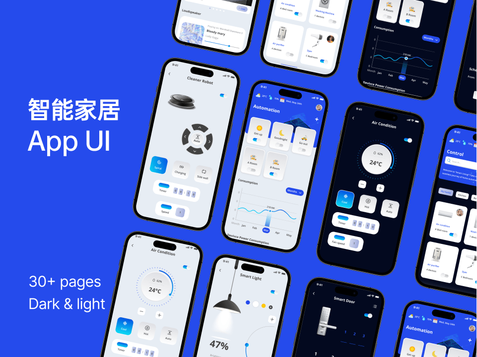 智能家居app ui .fig素材下载-UI/UX-到位啦UI