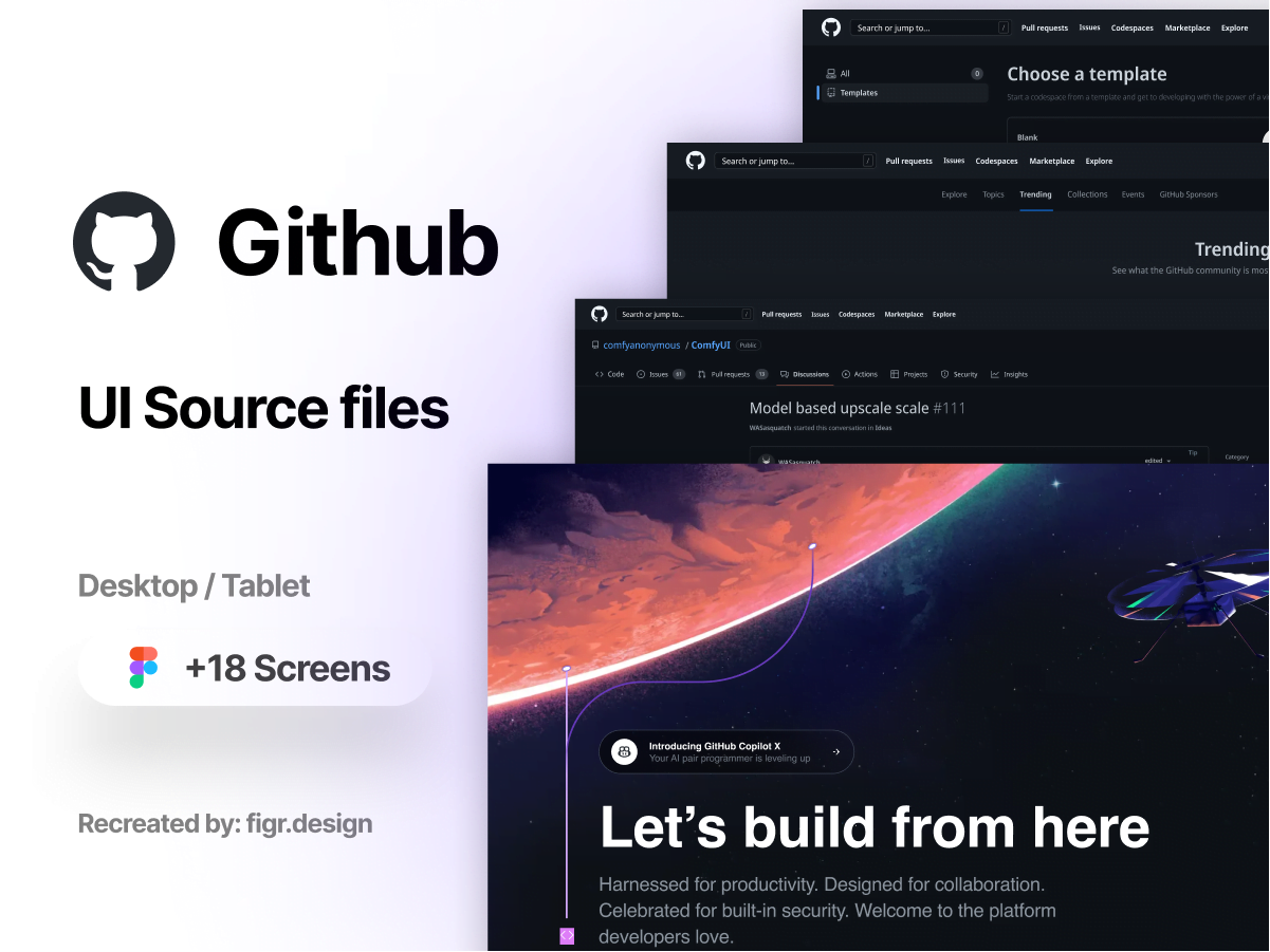 Github 网站UI .fig素材下载-UI/UX-到位啦UI