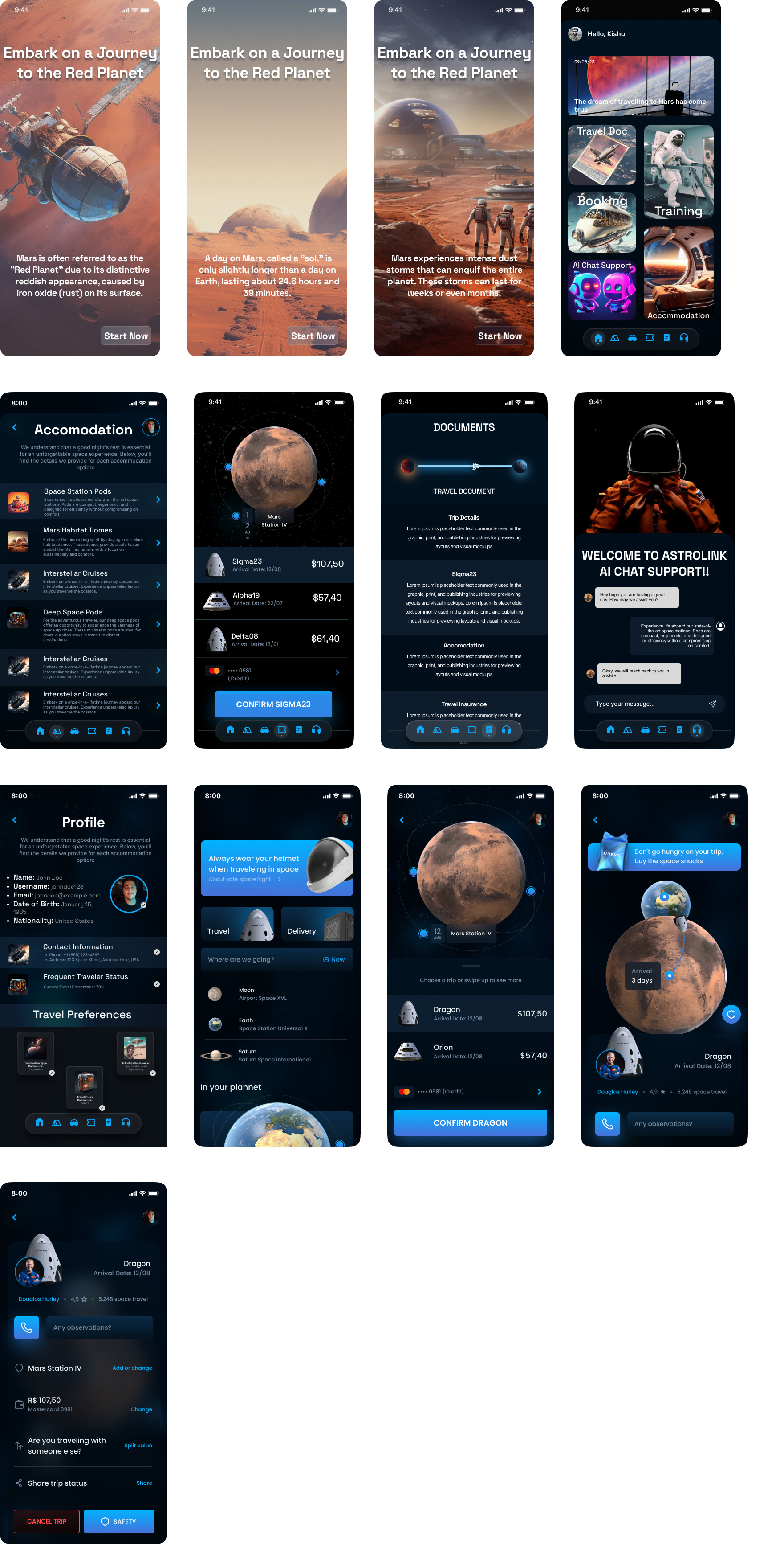 火星旅行app ui-UI/UX-到位啦UI