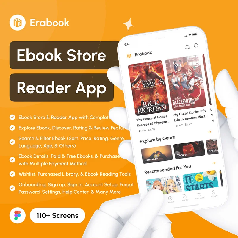 电子书商店和阅读器应用程序 UI 套件110屏 Erabook - Ebook Store & Reader App UI Kit .figma缩略图到位啦UI
