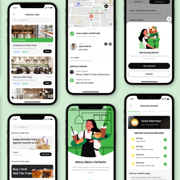 CuppaCo - 咖啡店手机应用App UI套件素材 CuppaCo - Coffee Shop Mobile App UI KIT figma格式