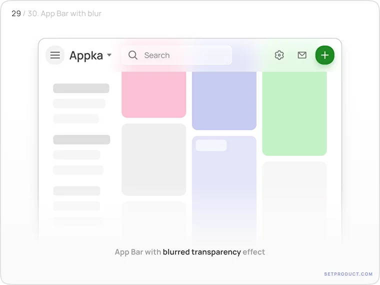 Application Bar UI design blur