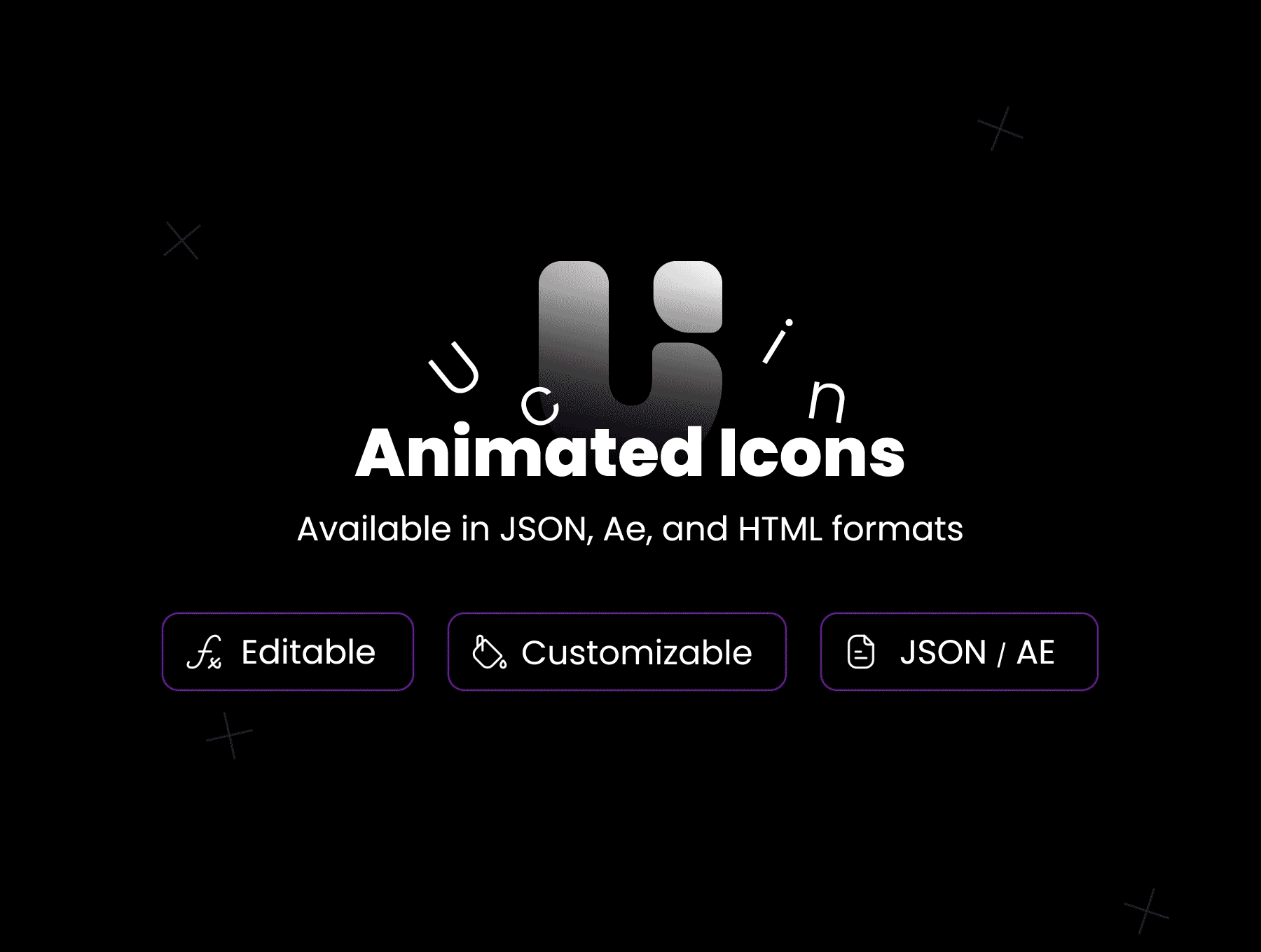 Uicon V1.0 / 动画图标 Uicon V1.0 / Animated Icons AE, json格式-3D/图标-到位啦UI
