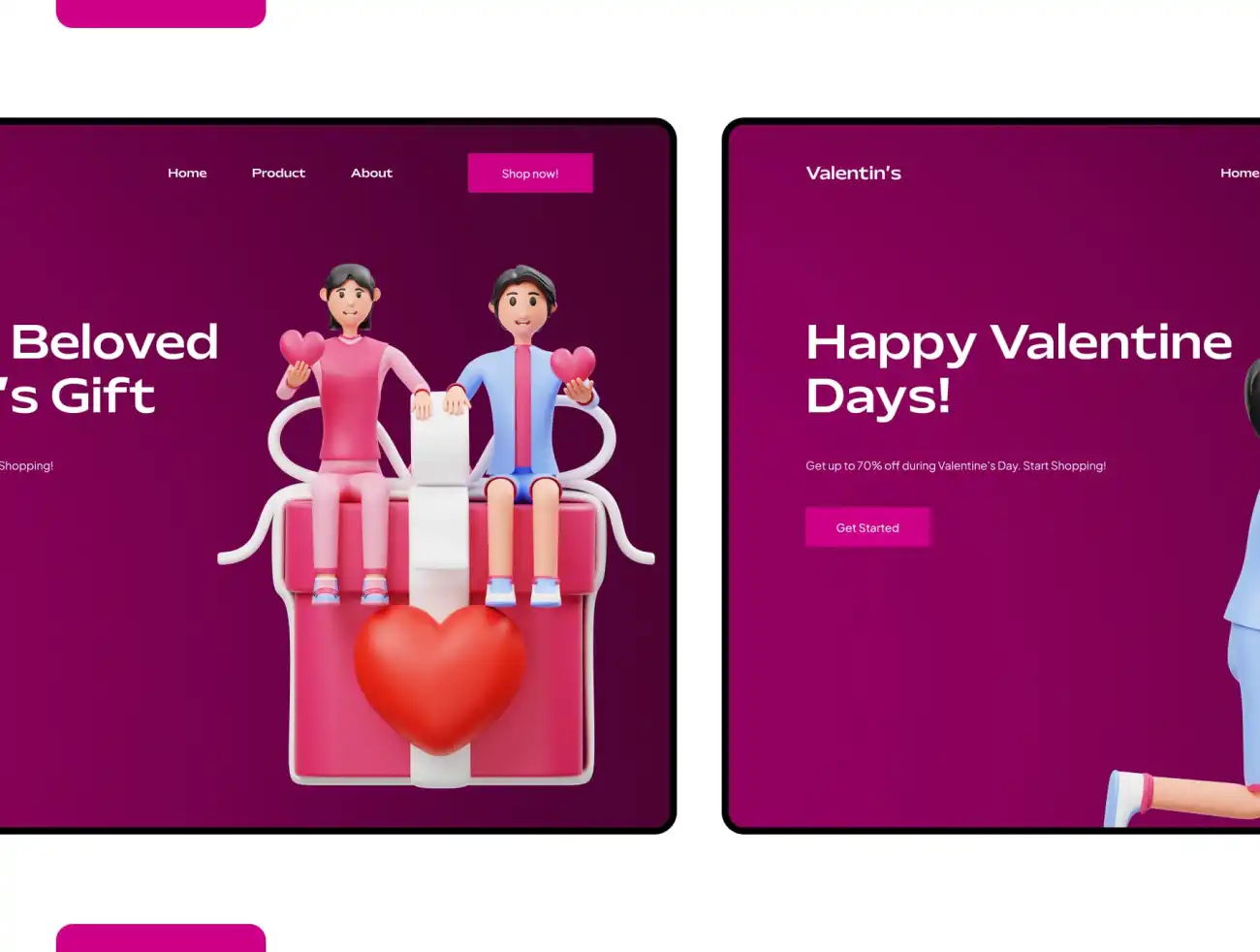 情人节情侣3D角色三维模型插画 Valentine’s Couple 3D Character Illustration .blender-3D/图标-到位啦UI
