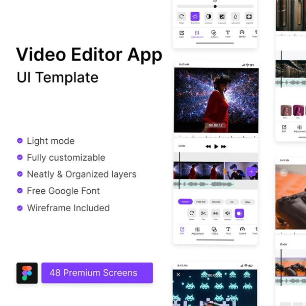 视频编辑器应用UI设计套件 Video Editor App UI .figma